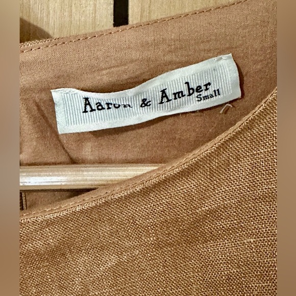 Aaron and Amber Malia Linen Dress Tan Sleeveless - Picture 7 of 7
